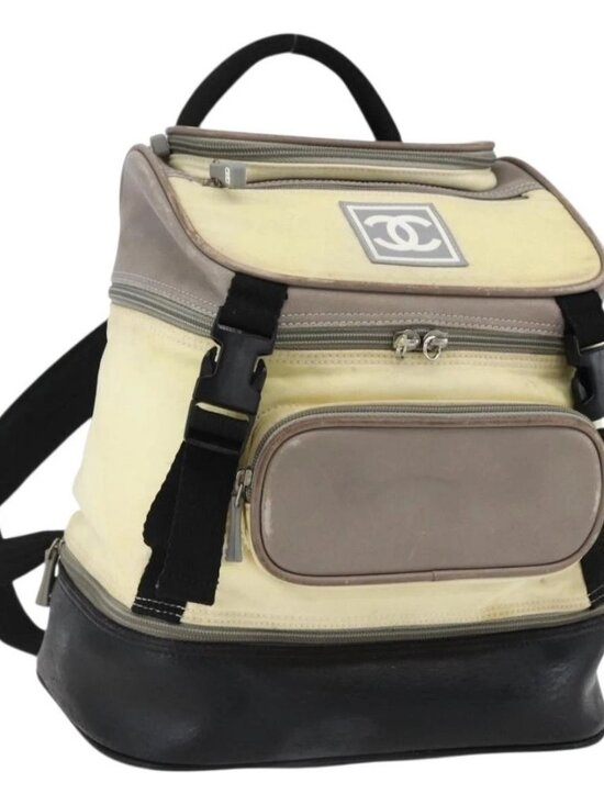 CHANEL Backpack Nylon Silver White main image 8